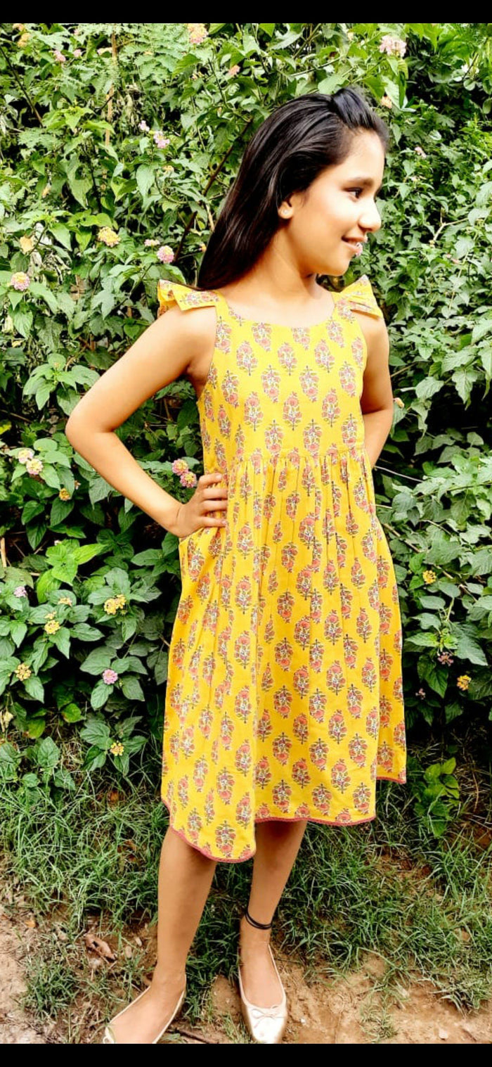 Yellow Angel Sleeves Dress Dress Yo Baby Wholesale