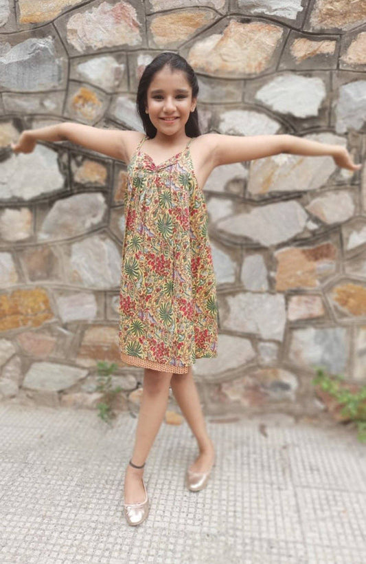 Yellow Forest Print Strappy Dress Dress Yo Baby Wholesale