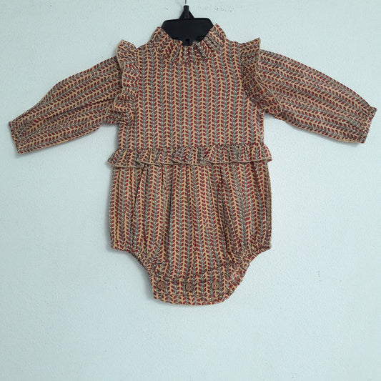 Yellow Ruffle Full-Sleeves Micro Floral Romper Dress Yo Baby Wholesale