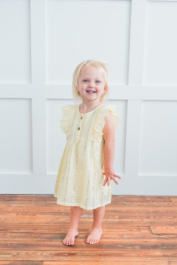 Yellow Solid Color Lurex Ruffle Dress and Bloomers dress & diaper cover Yo Baby India