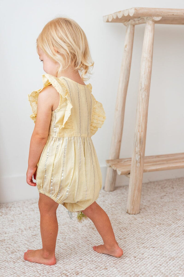 Yellow Solid Color Lurex Ruffle Romper Romper Yo Baby India