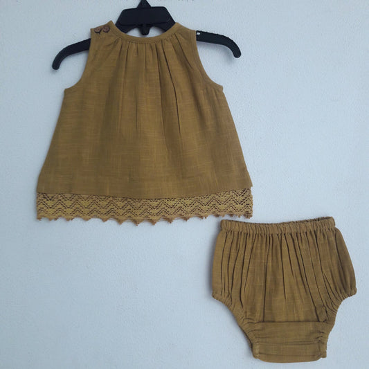 Yellow Sleeveless Dress & Diaper Cover Set dress & diaper cover Yo Baby Wholesale