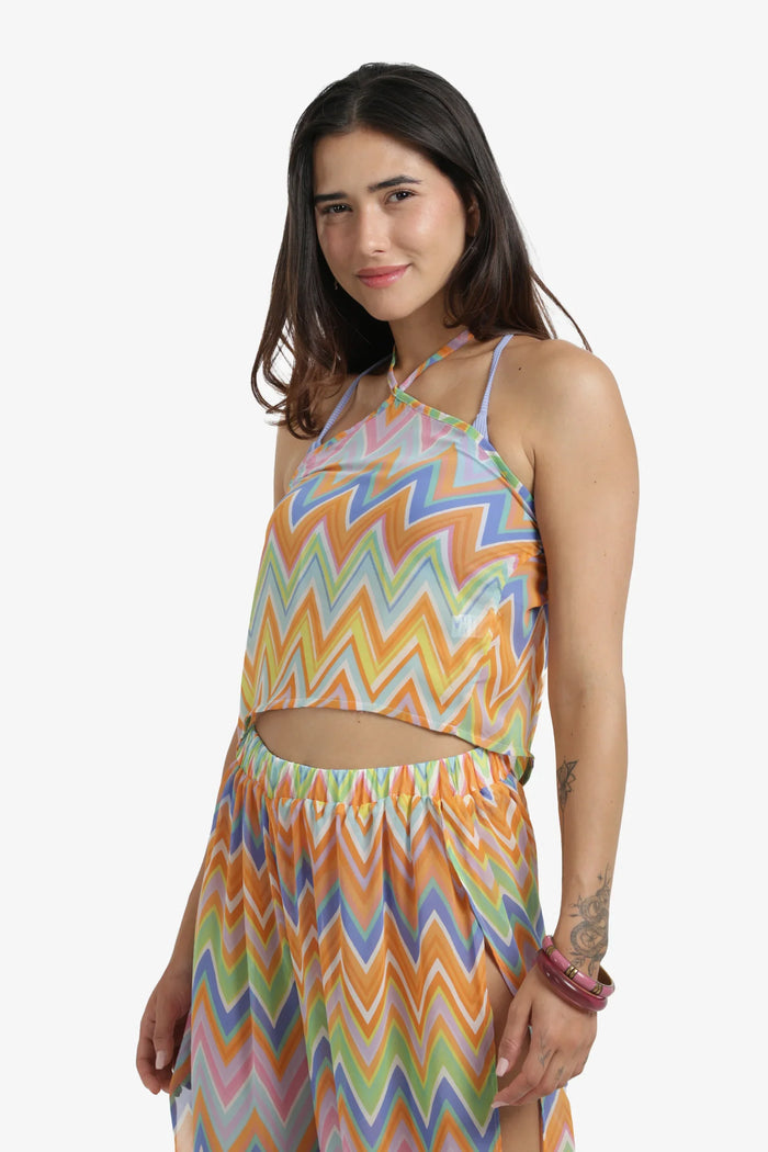 Zigzag Chiffon Beach Top