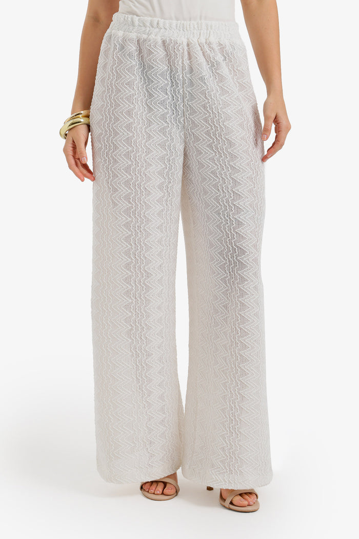 Zigzag-Embroidered Pants