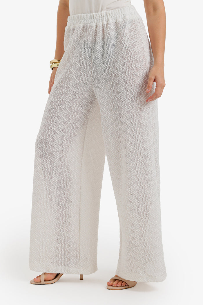 Zigzag-Embroidered Pants
