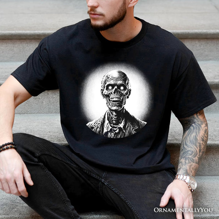 Zombie Spooky Portrait T-Shirt, Horror Villain Theme Halloween Tee T-Shirts OrnamentallyYou